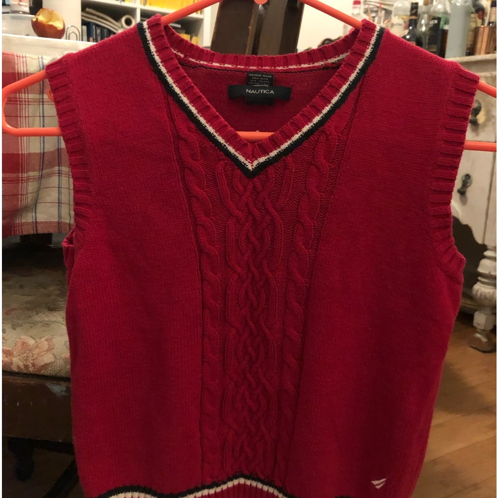 Nautical sleeveless sweater, V-neck for kids